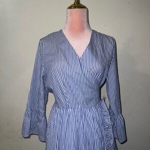 Who What Wear Blue and White Striped Long Dress